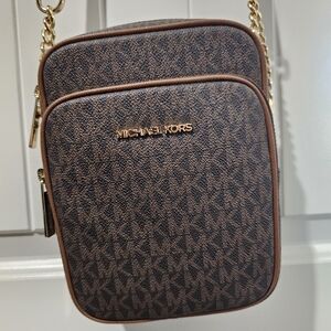 Michael Kors Jet Set Flight Travel Medium Signature Logo Crossbody Bag